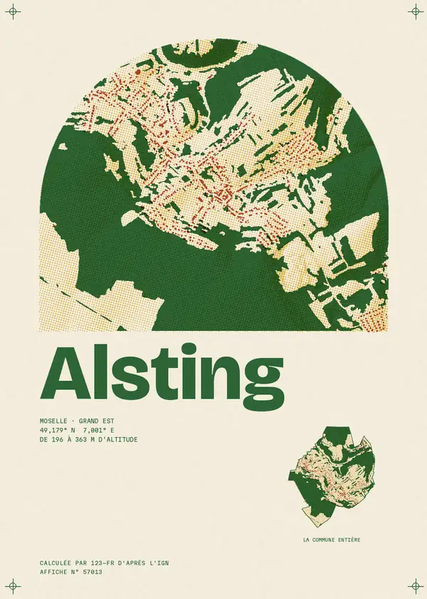 Affiche de Alsting, calculée par 123-fr d'après l'IGN