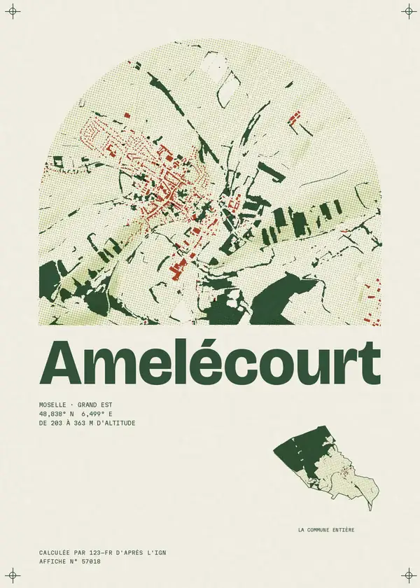 Affiche de Amelécourt, calculée par 123-fr d'après l'IGN