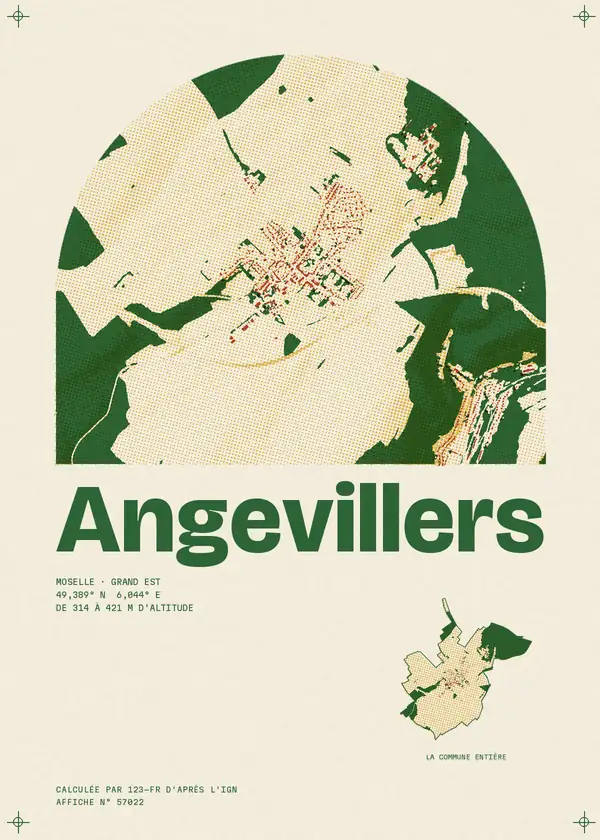 Affiche de Angevillers, calculée par 123-fr d'après l'IGN