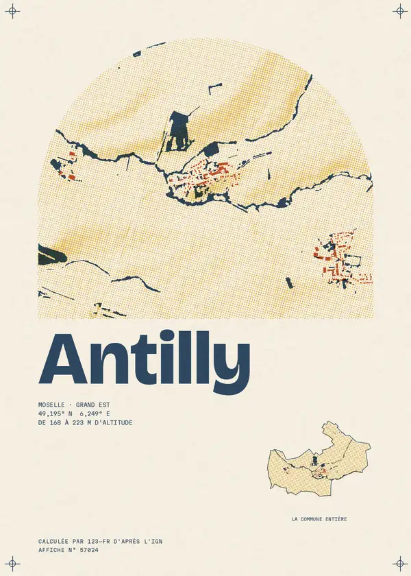 Affiche de Antilly, calculée par 123-fr d'après l'IGN