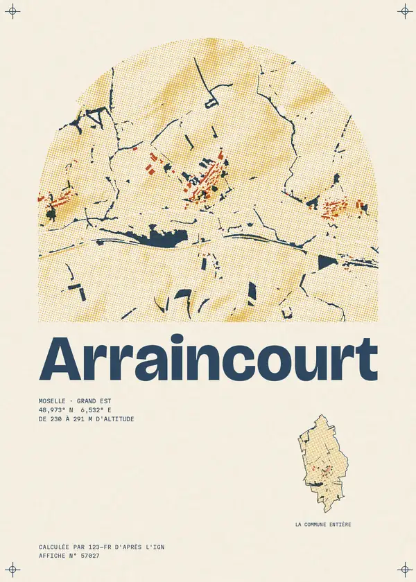 Affiche de Arraincourt, calculée par 123-fr d'après l'IGN