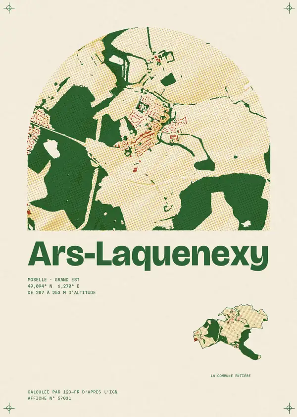 Affiche de Ars-Laquenexy, calculée par 123-fr d'après l'IGN
