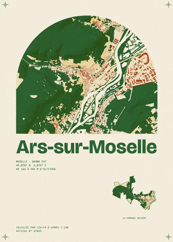 Affiche de Ars-sur-Moselle, calculée par 123-fr d'après l'IGN