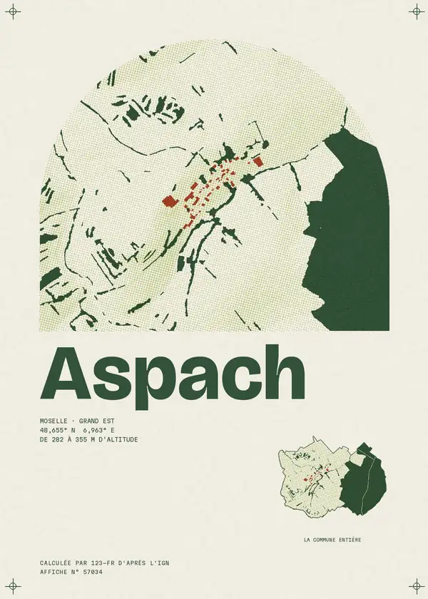 Affiche de Aspach, calculée par 123-fr d'après l'IGN