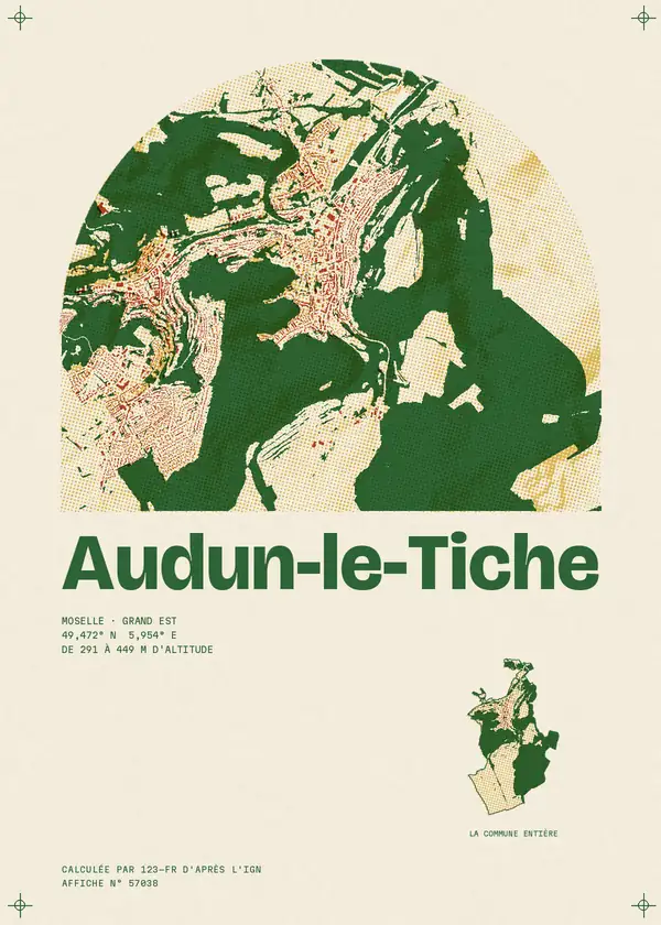 Affiche de Audun-le-Tiche, calculée par 123-fr d'après l'IGN