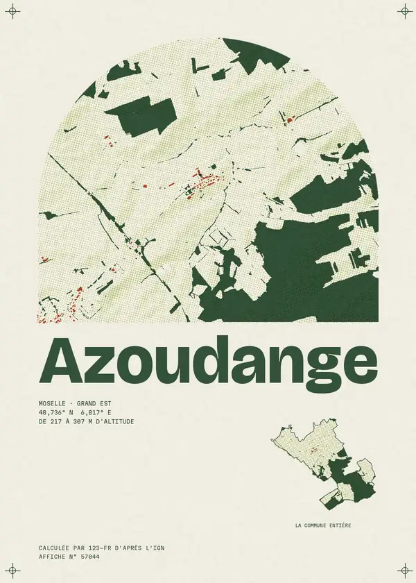 Affiche de Azoudange, calculée par 123-fr d'après l'IGN