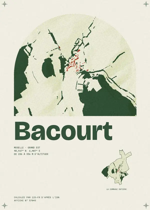 Affiche de Bacourt, calculée par 123-fr d'après l'IGN