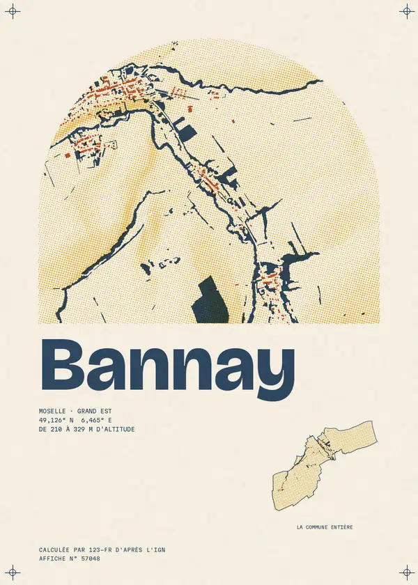 Affiche de Bannay, calculée par 123-fr d'après l'IGN