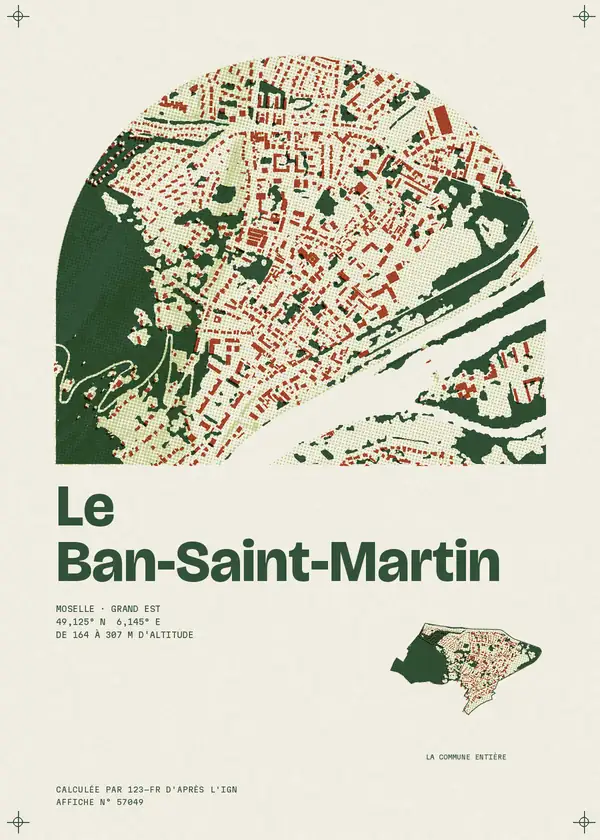 Affiche de Le Ban-Saint-Martin, calculée par 123-fr d'après l'IGN