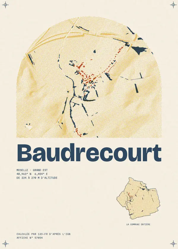 Affiche de Baudrecourt, calculée par 123-fr d'après l'IGN