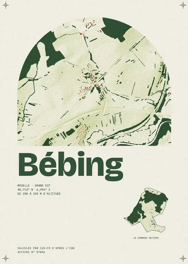 Affiche de Bébing, calculée par 123-fr d'après l'IGN