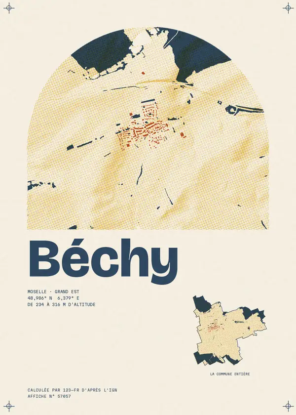 Affiche de Béchy, calculée par 123-fr d'après l'IGN