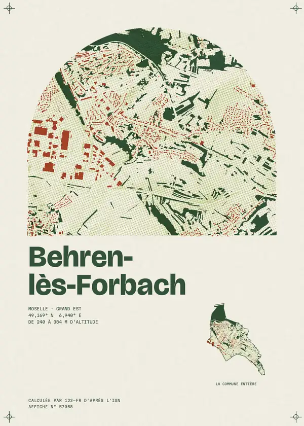 Affiche de Behren-lès-Forbach, calculée par 123-fr d'après l'IGN