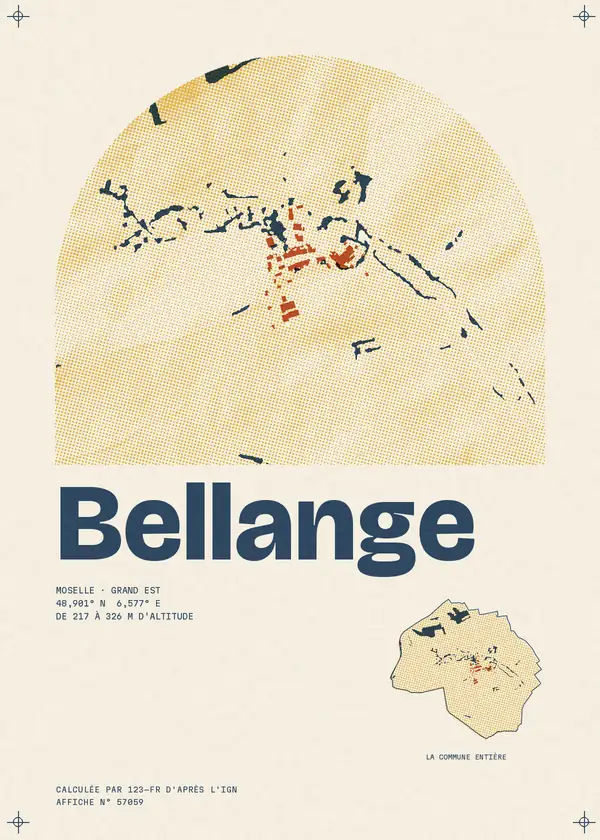 Affiche de Bellange, calculée par 123-fr d'après l'IGN