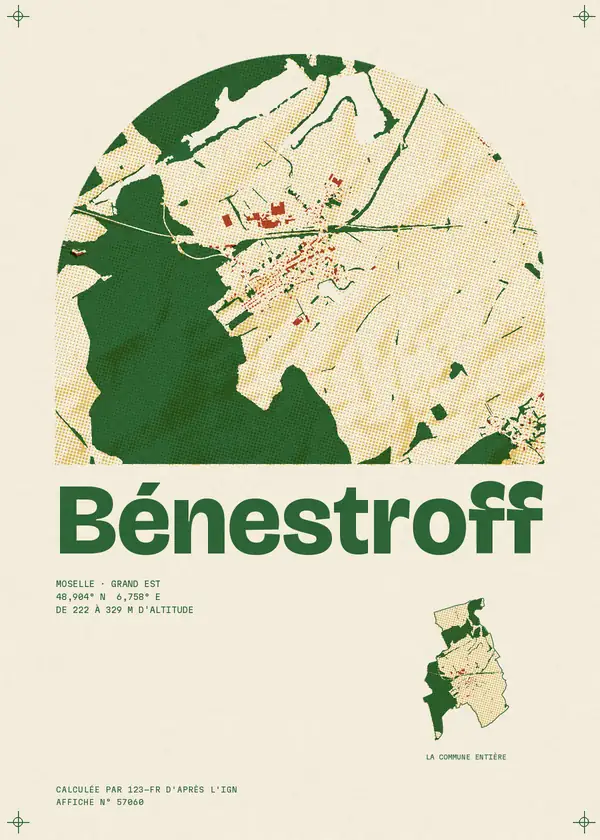 Affiche de Bénestroff, calculée par 123-fr d'après l'IGN