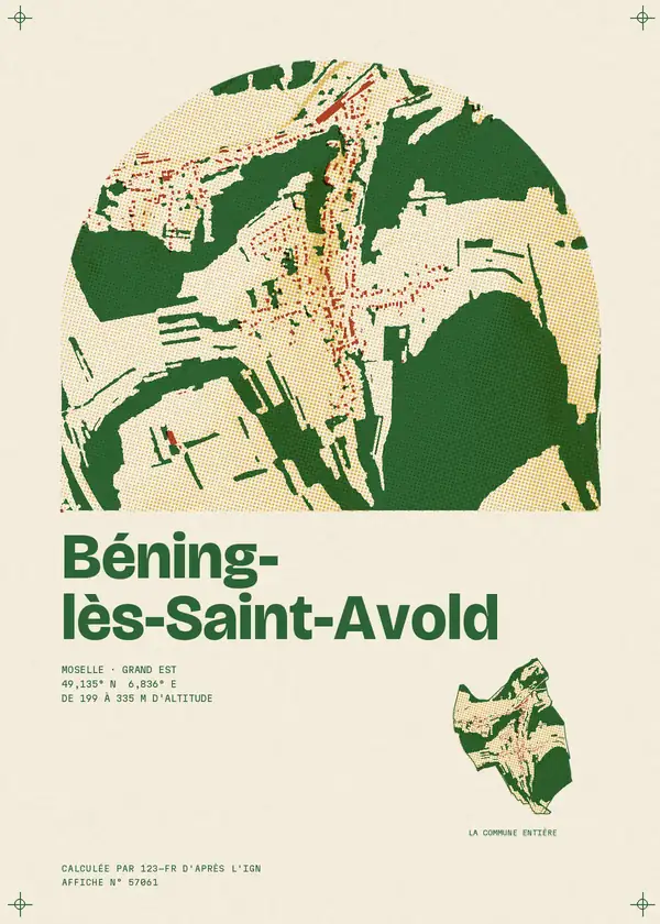 Affiche de Béning-lès-Saint-Avold, calculée par 123-fr d'après l'IGN