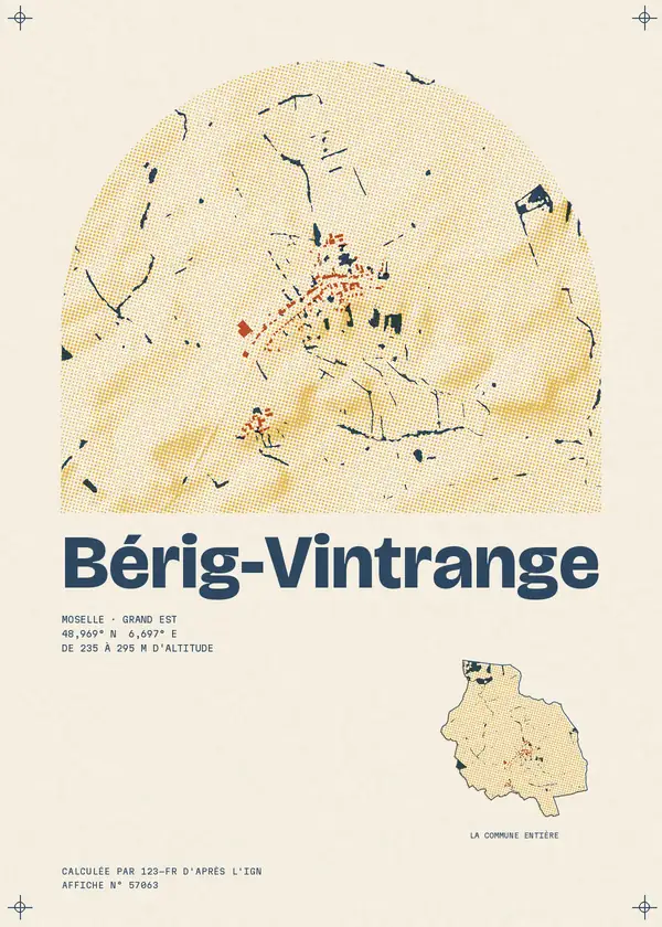 Affiche de Bérig-Vintrange, calculée par 123-fr d'après l'IGN