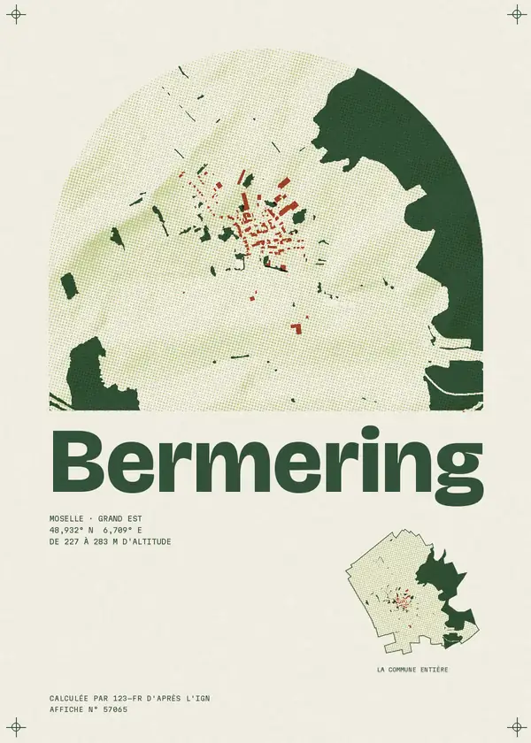 Affiche de Bermering, calculée par 123-fr d'après l'IGN