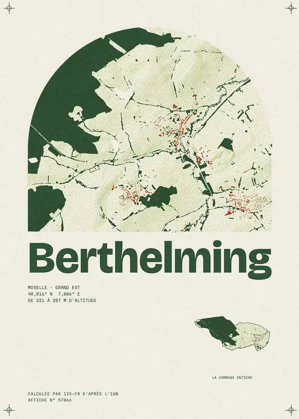Affiche de Berthelming, calculée par 123-fr d'après l'IGN