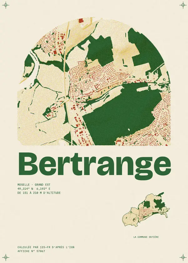 Affiche de Bertrange, calculée par 123-fr d'après l'IGN