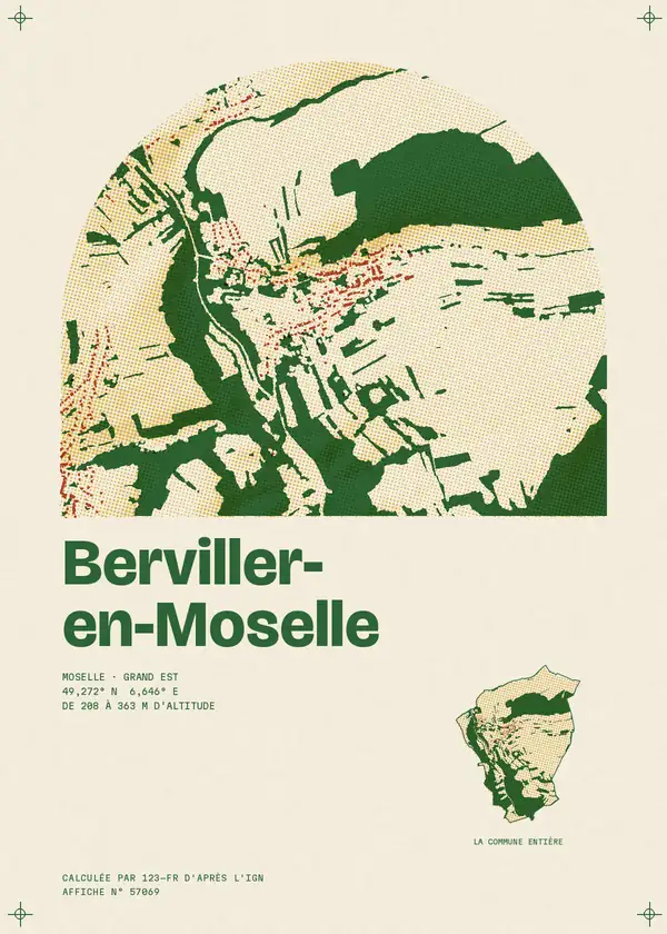 Affiche de Berviller-en-Moselle, calculée par 123-fr d'après l'IGN