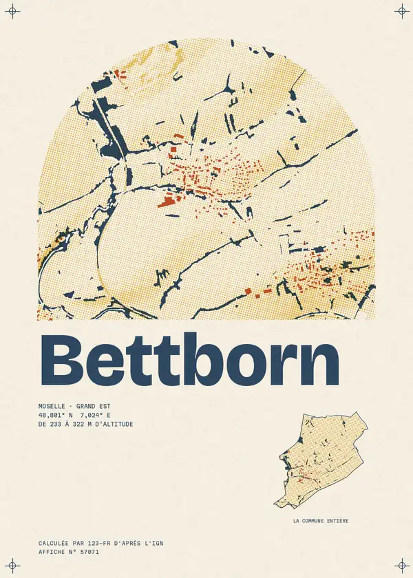 Affiche de Bettborn, calculée par 123-fr d'après l'IGN