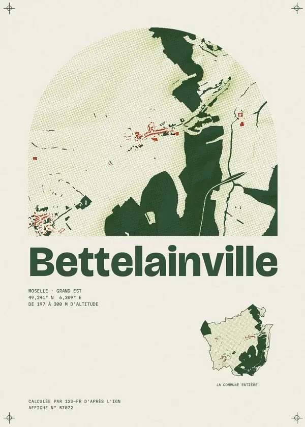 Affiche de Bettelainville, calculée par 123-fr d'après l'IGN