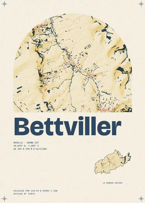 Affiche de Bettviller, calculée par 123-fr d'après l'IGN