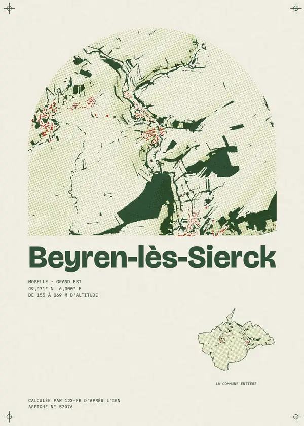 Affiche de Beyren-lès-Sierck, calculée par 123-fr d'après l'IGN
