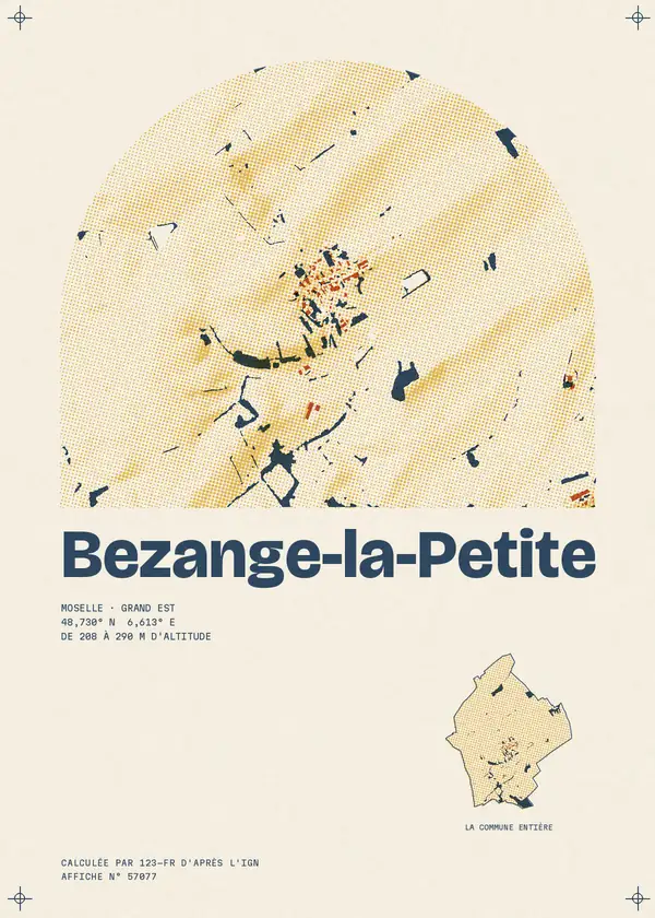 Affiche de Bezange-la-Petite, calculée par 123-fr d'après l'IGN