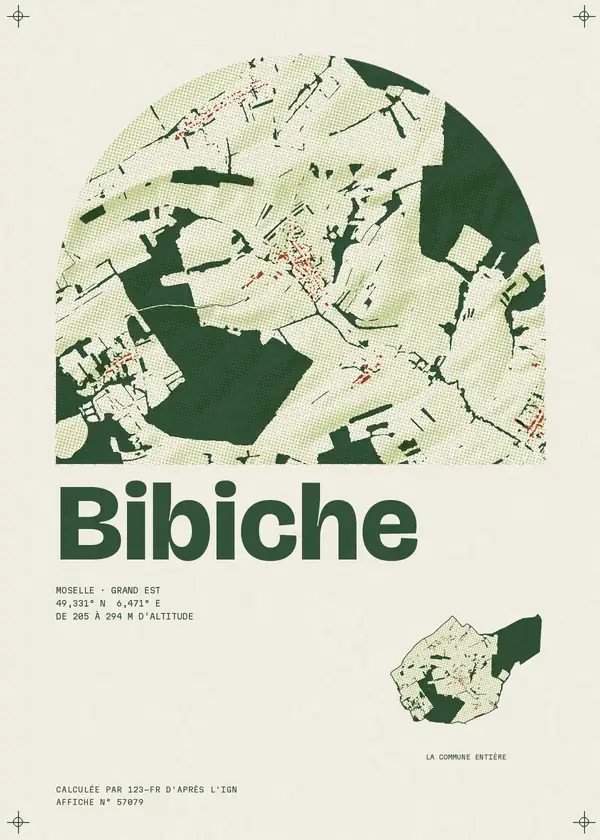 Affiche de Bibiche, calculée par 123-fr d'après l'IGN