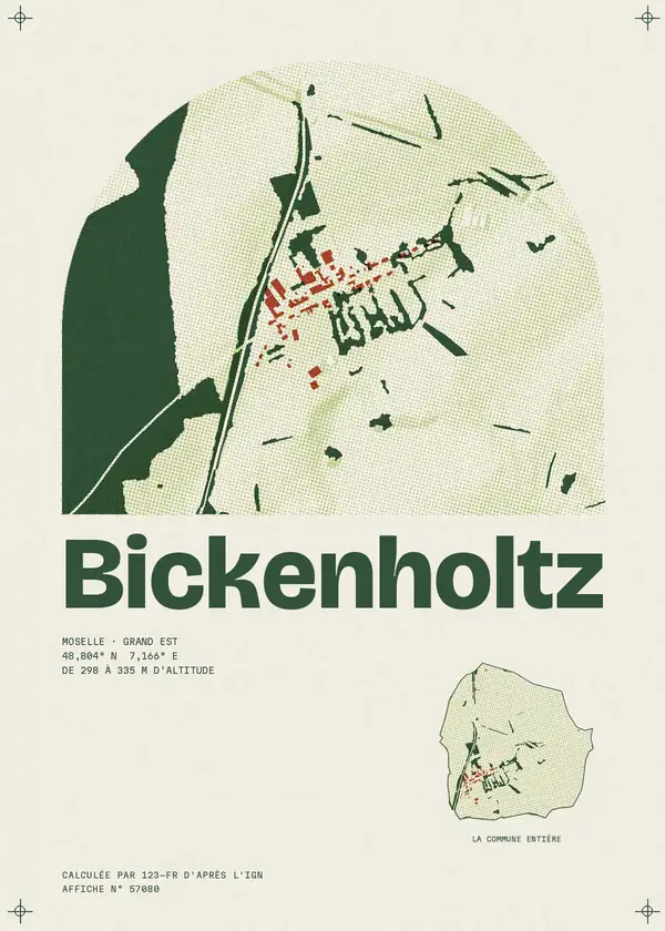 Affiche de Bickenholtz, calculée par 123-fr d'après l'IGN