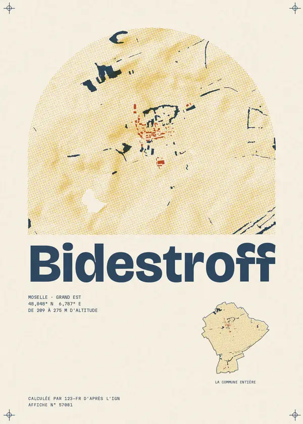 Affiche de Bidestroff, calculée par 123-fr d'après l'IGN