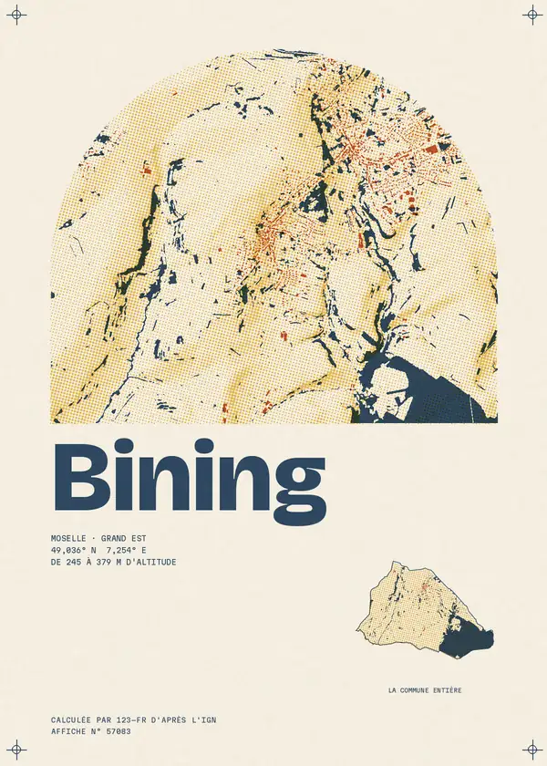 Affiche de Bining, calculée par 123-fr d'après l'IGN