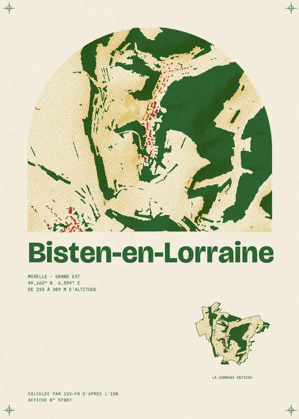 Affiche de Bisten-en-Lorraine, calculée par 123-fr d'après l'IGN
