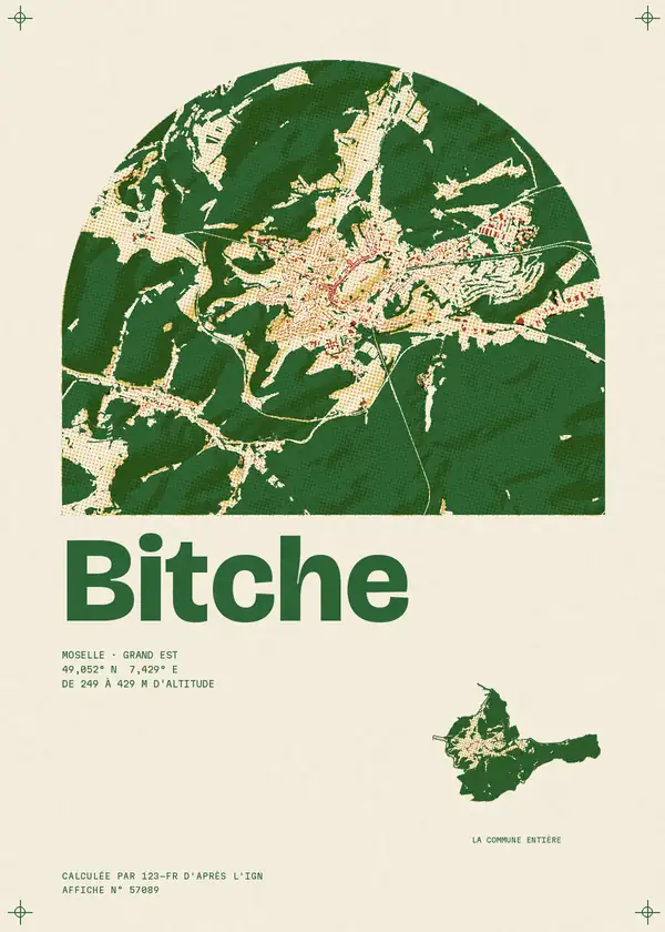 Affiche de Bitche, calculée par 123-fr d'après l'IGN