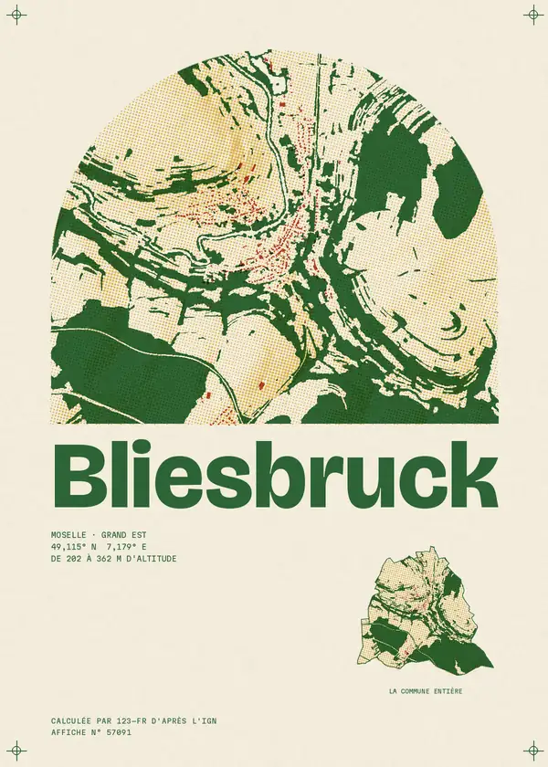 Affiche de Bliesbruck, calculée par 123-fr d'après l'IGN