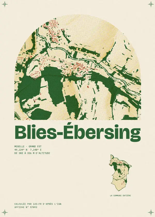 Affiche de Blies-Ébersing, calculée par 123-fr d'après l'IGN