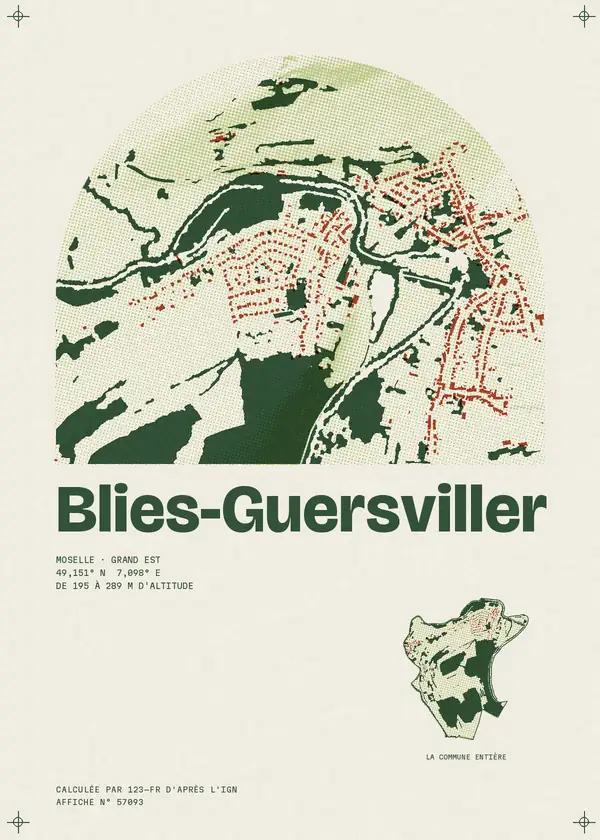 Affiche de Blies-Guersviller, calculée par 123-fr d'après l'IGN