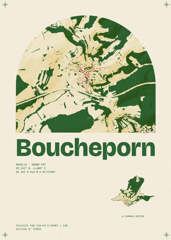 Affiche de Boucheporn, calculée par 123-fr d'après l'IGN