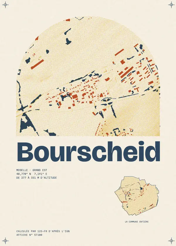 Affiche de Bourscheid, calculée par 123-fr d'après l'IGN