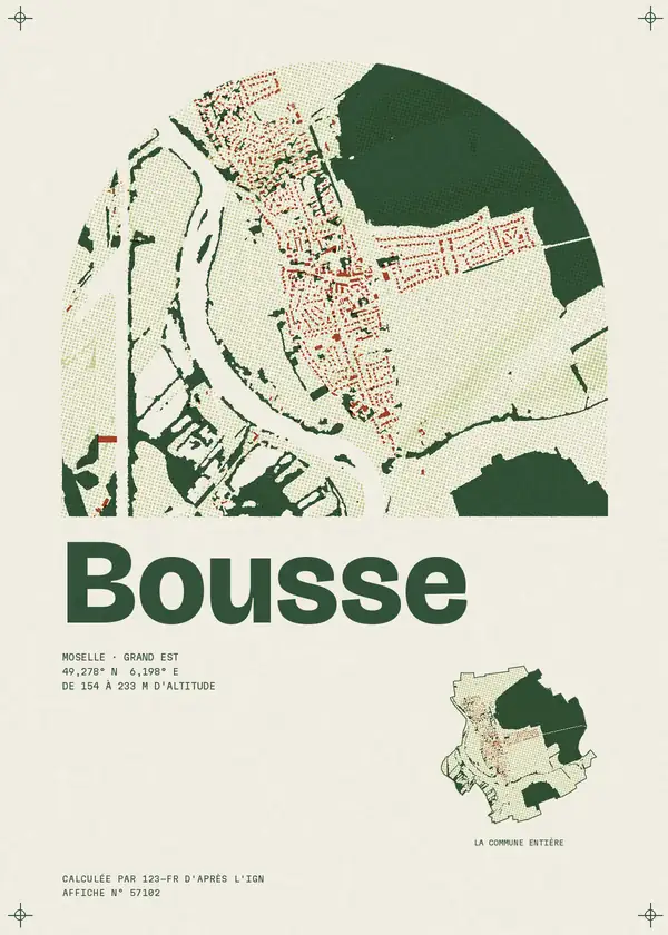 Affiche de Bousse, calculée par 123-fr d'après l'IGN
