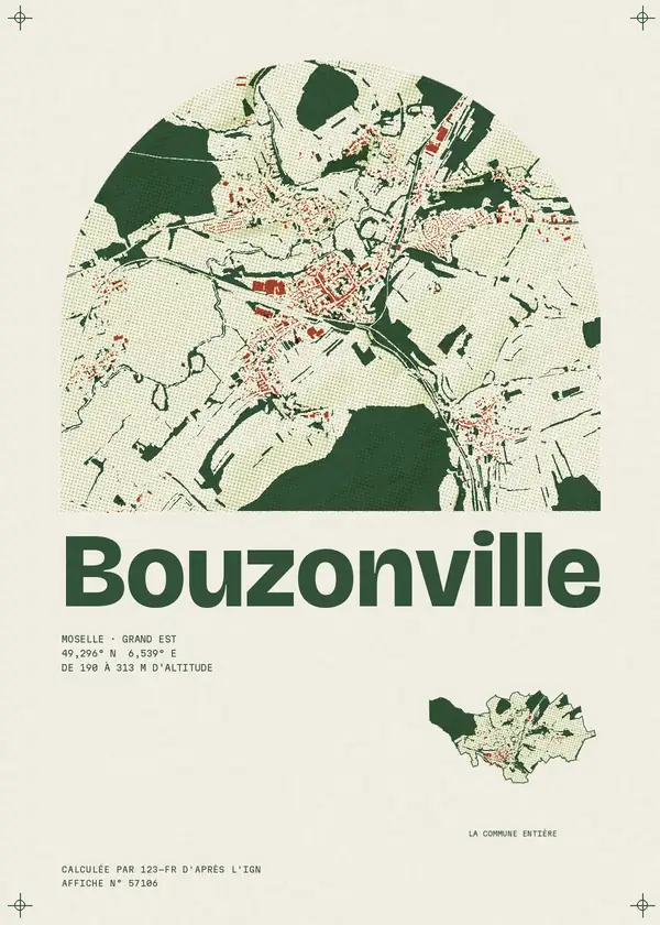 Affiche de Bouzonville, calculée par 123-fr d'après l'IGN