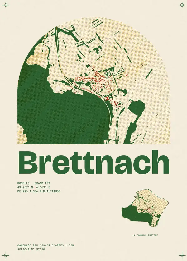 Affiche de Brettnach, calculée par 123-fr d'après l'IGN