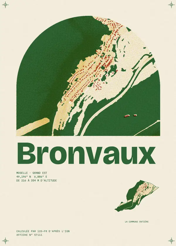 Affiche de Bronvaux, calculée par 123-fr d'après l'IGN