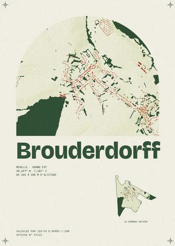 Affiche de Brouderdorff, calculée par 123-fr d'après l'IGN