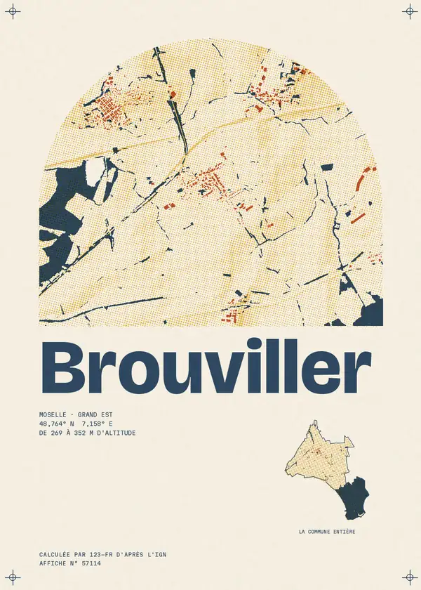 Affiche de Brouviller, calculée par 123-fr d'après l'IGN