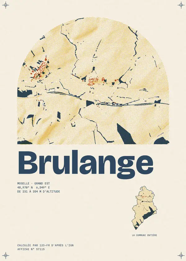 Affiche de Brulange, calculée par 123-fr d'après l'IGN