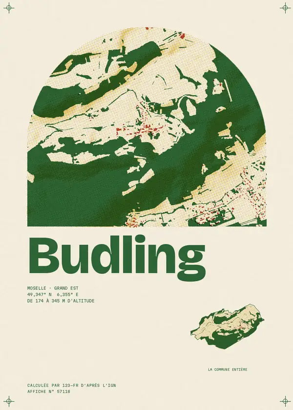 Affiche de Budling, calculée par 123-fr d'après l'IGN