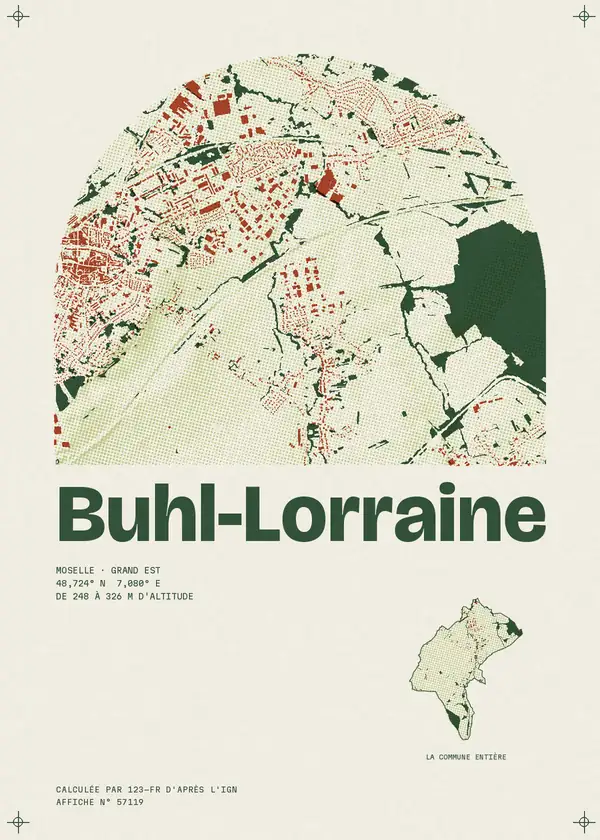 Affiche de Buhl-Lorraine, calculée par 123-fr d'après l'IGN